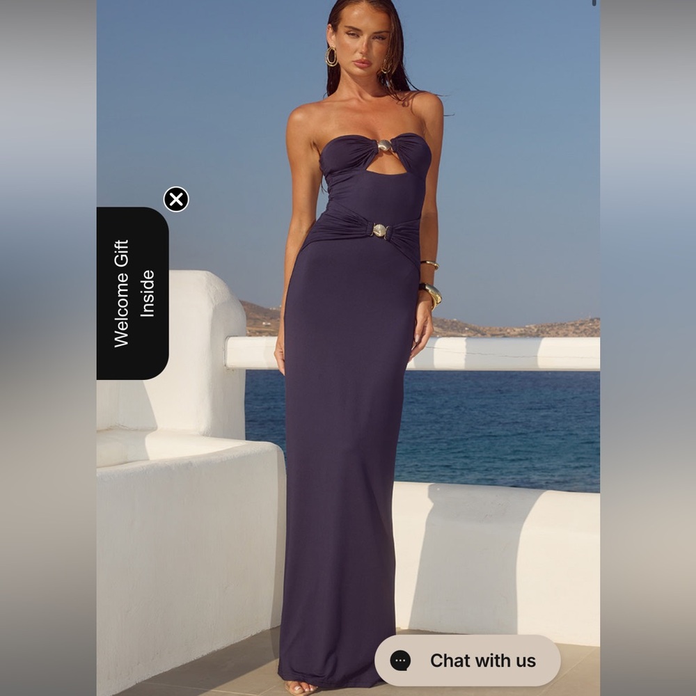 Runaway The Label Kleo Strapless Maxi Dress- Navy XXS